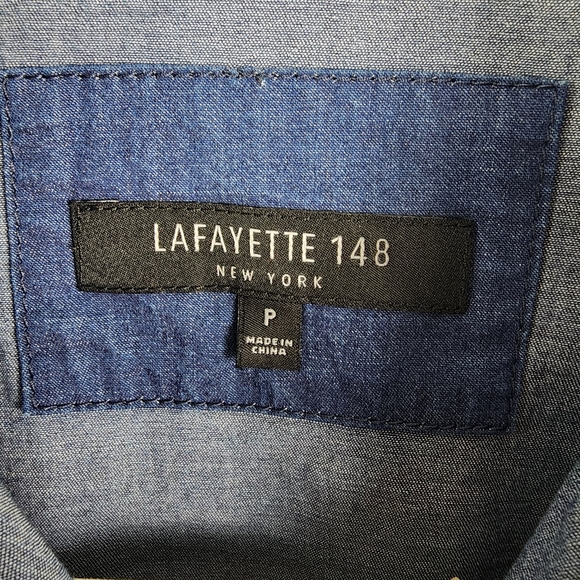 Lafayette 148 New York Chambray Snap Button Down Shirt SIZE Small - Picture 3 of 6